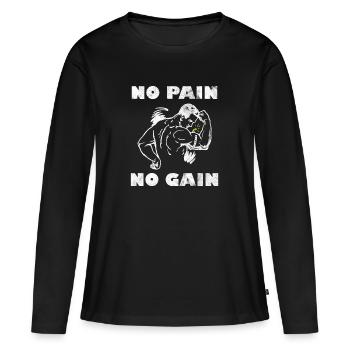 Pas de douleur, pas de gain - T-shirt manches longues Premium bio Femme - noir - Devant - Julia (174cm)