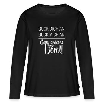 Ganz Anderes Level! - Frauen Premium Bio Langarmshirt - Schwarz - Vorne - Julia (174cm)