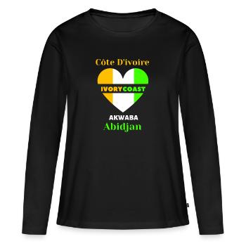 Côte D'ivoire Ivory Coast Akwaba Abidjan Tshirt - T-shirt manches longues Premium bio Femme - noir - Devant - Julia (174cm)