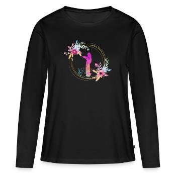 Flute orchestra classical music choir flute flower - Women's Premium Organic Long Sleeve Shirt - black - Front - Julia (174cm)