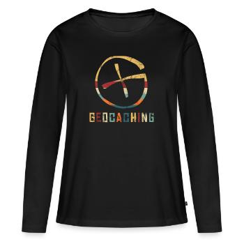 Geocaching Geocacher Coordonnées GPS journal de bord Multi - T-shirt manches longues Premium bio Femme - noir - Devant - Julia (174cm)