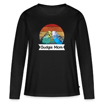 Design de la mom avec perruches - T-shirt manches longues Premium bio Femme - noir - Devant - Julia (174cm)