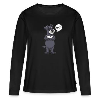 Sturer Zwergschnauzer - Frauen Premium Bio Langarmshirt - Schwarz - Vorne - Julia (174cm)