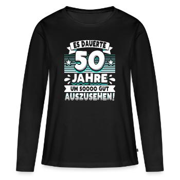 50 Geburtstag - Frauen Premium Bio Langarmshirt - Schwarz - Vorne - Julia (174cm)