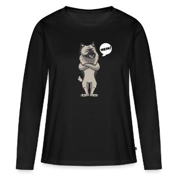 Sturer Wolfsspitz Keeshond - Frauen Premium Bio Langarmshirt - Schwarz - Vorne - Julia (174cm)