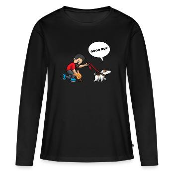 chien propriétaire de chien drôle propriétaire de chien - T-shirt manches longues Premium bio Femme - noir - Devant - Julia (174cm)