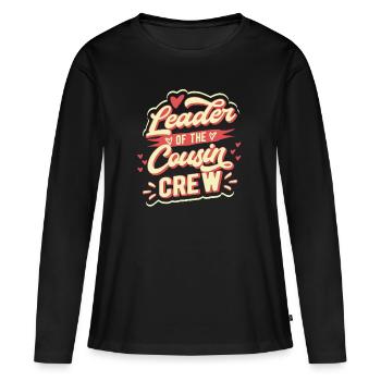 Anführer Cousin Crew Kusine - Frauen Premium Bio Langarmshirt - Schwarz - Vorne - Julia (174cm)
