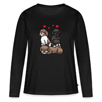Perro de Agua Español Hund Spanischer Wasserhund - Frauen Premium Bio Langarmshirt - Schwarz - Vorne - Julia (174cm)