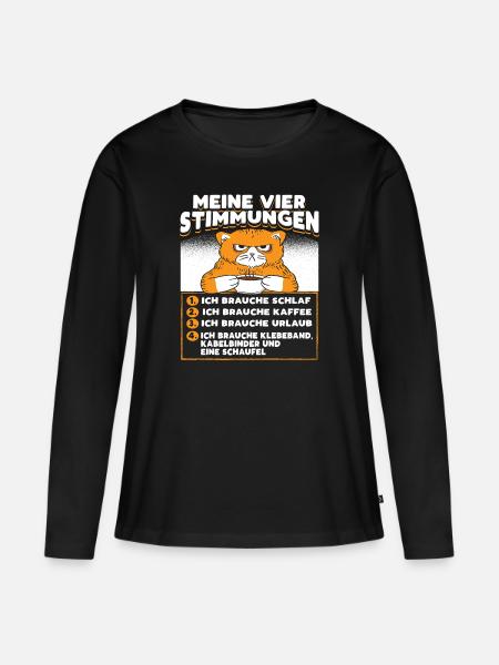 Katze Lustige Sprüche Kaffee - Frauen Premium Bio Langarmshirt - Schwarz