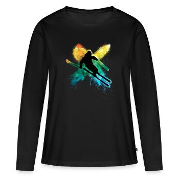 Colourful freestyle skiing in deep snow winter holidays - Women's Premium Organic Long Sleeve Shirt - black - Front - Julia (174cm)