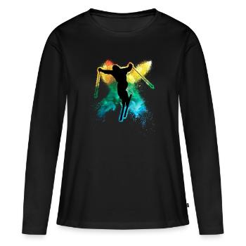 cool freeski vacances d’hiver ski coloré - T-shirt manches longues Premium bio Femme - noir - Devant - Julia (174cm)