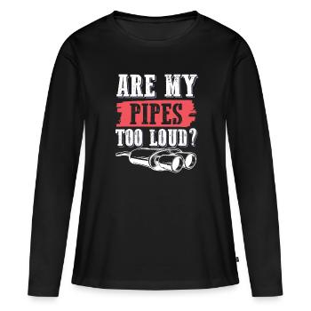 pipes moto - T-shirt manches longues Premium bio Femme - noir - Devant - Julia (174cm)