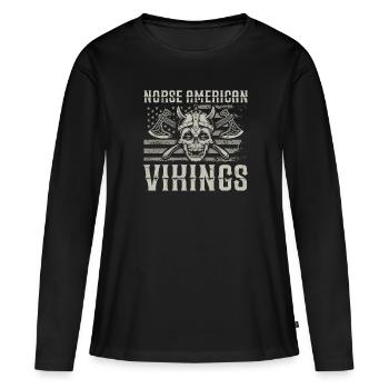 Vikings américains nordiques Us Independence Day - T-shirt manches longues Premium bio Femme - noir - Devant - Julia (174cm)