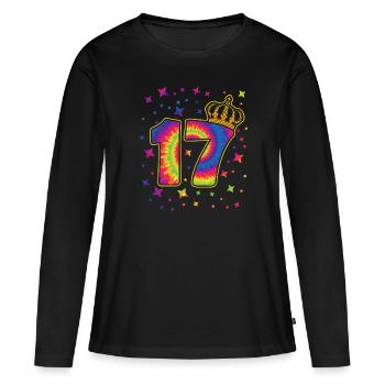 Tie-dye 17th birthday party 17 years old - Women's Premium Organic Long Sleeve Shirt - black - Front - Julia (174cm)