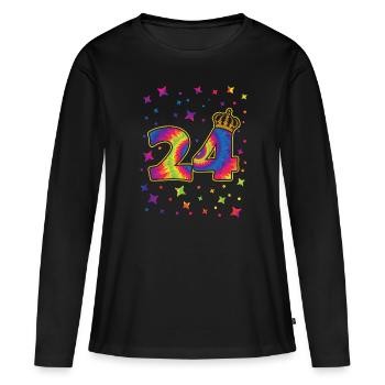 Tie-dye 24th birthday party 24 years old - Women's Premium Organic Long Sleeve Shirt - black - Front - Julia (174cm)
