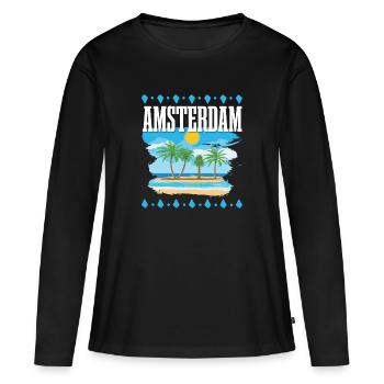 Amsterdam - T-shirt manches longues Premium bio Femme - noir - Devant - Julia (174cm)