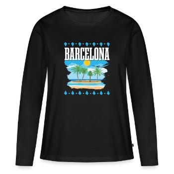 Barcelone - T-shirt manches longues Premium bio Femme - noir - Devant - Julia (174cm)