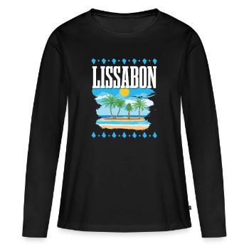 Lissabon - Frauen Premium Bio Langarmshirt - Schwarz - Vorne - Julia (174cm)