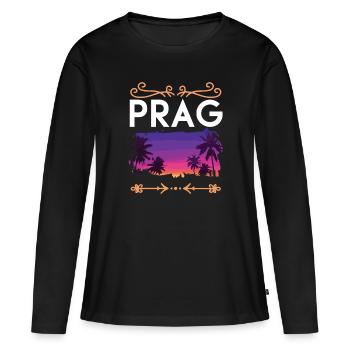 Prague - T-shirt manches longues Premium bio Femme - noir - Devant - Julia (174cm)