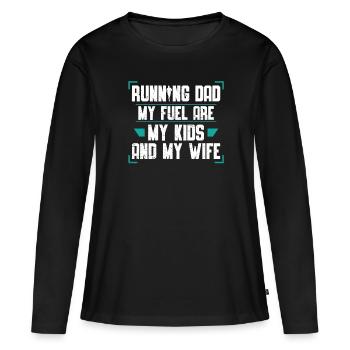 Mon carburant, ce sont mes enfants - T-shirt manches longues Premium bio Femme - noir - Devant - Julia (174cm)