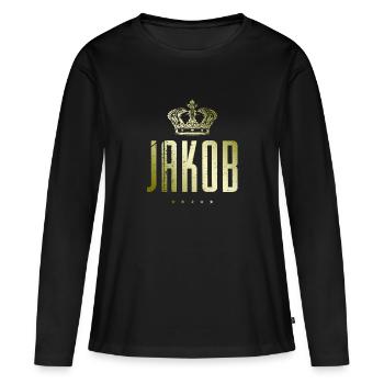 Jacob - T-shirt manches longues Premium bio Femme - noir - Devant - Julia (174cm)