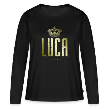 Luca - T-shirt manches longues Premium bio Femme - noir - Devant - Julia (174cm)
