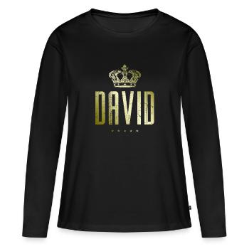 David - Frauen Premium Bio Langarmshirt - Schwarz - Vorne - Julia (174cm)