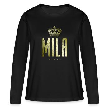 Mila - T-shirt manches longues Premium bio Femme - noir - Devant - Julia (174cm)