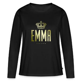 Emma - T-shirt manches longues Premium bio Femme - noir - Devant - Julia (174cm)