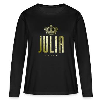 Julia - Frauen Premium Bio Langarmshirt - Schwarz - Vorne - Julia (174cm)