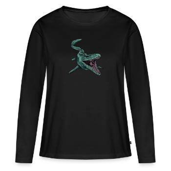 Mosasaurus I Marine Repiel Fossiles du Crétacé - T-shirt manches longues Premium bio Femme - noir - Devant - Julia (174cm)