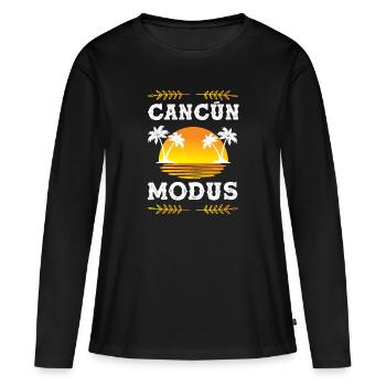 Cancun Modus - Frauen Premium Bio Langarmshirt - Schwarz - Vorne - Julia (174cm)