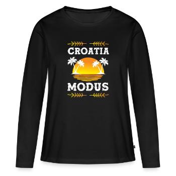 Croatia Modus - Frauen Premium Bio Langarmshirt - Schwarz - Vorne - Julia (174cm)