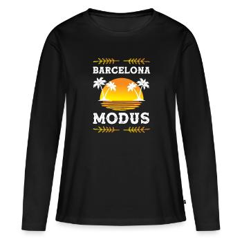 Barcelona Modus - Frauen Premium Bio Langarmshirt - Schwarz - Vorne - Julia (174cm)