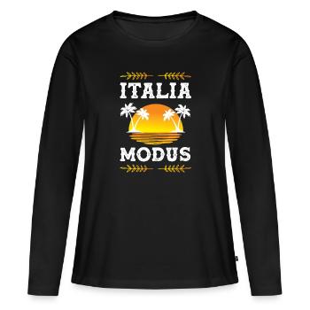 Italia Modus - Frauen Premium Bio Langarmshirt - Schwarz - Vorne - Julia (174cm)