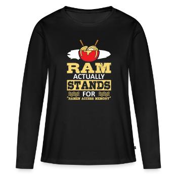 | de mémoire d’accès Ramen | de chemise Ramen Lover Ramen - T-shirt manches longues Premium bio Femme - noir - Devant - Julia (174cm)