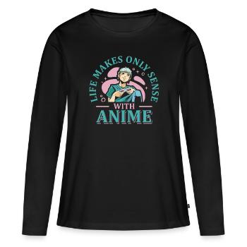 Das Leben Macht Nur Sinn Anime | Anime-liebhaber - Frauen Premium Bio Langarmshirt - Schwarz - Vorne - Julia (174cm)