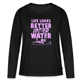 plongée sous l’eau - T-shirt manches longues Premium bio Femme - noir - Devant - Julia (174cm)
