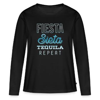 fiesta sieta tequila répéter - T-shirt manches longues Premium bio Femme - noir - Devant - Julia (174cm)