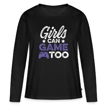 fille gamer fille - T-shirt manches longues Premium bio Femme - noir - Devant - Julia (174cm)