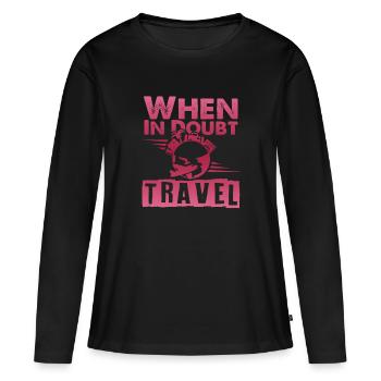 voyage voyage voyage dans le monde - T-shirt manches longues Premium bio Femme - noir - Devant - Julia (174cm)