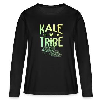 grünkohl kohl vegan - Frauen Premium Bio Langarmshirt - Schwarz - Vorne - Julia (174cm)