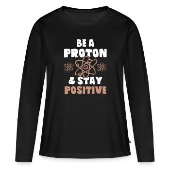 Science de l’atome - T-shirt manches longues Premium bio Femme - noir - Devant - Julia (174cm)