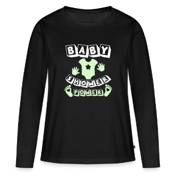 puissance de baby shower - T-shirt manches longues Premium bio Femme - noir - Devant - Julia (174cm)