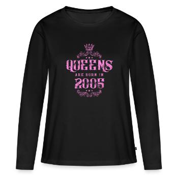 né en 2005 - T-shirt manches longues Premium bio Femme - noir - Devant - Julia (174cm)