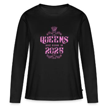 né en 2025 - T-shirt manches longues Premium bio Femme - noir - Devant - Julia (174cm)