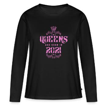 né en 2021 - T-shirt manches longues Premium bio Femme - noir - Devant - Julia (174cm)