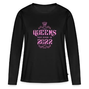 né en 2022 - T-shirt manches longues Premium bio Femme - noir - Devant - Julia (174cm)