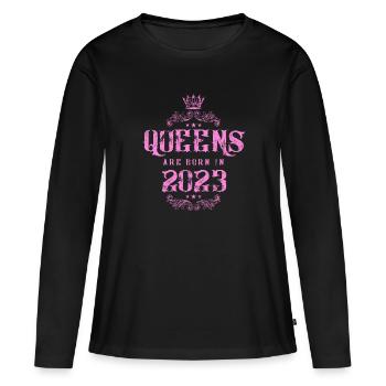 né en 2023 - T-shirt manches longues Premium bio Femme - noir - Devant - Julia (174cm)