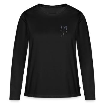 Lavendel I Team Braut Blumenkranz Hochzeit Boho - Frauen Premium Bio Langarmshirt - Schwarz - Vorne - Julia (174cm)